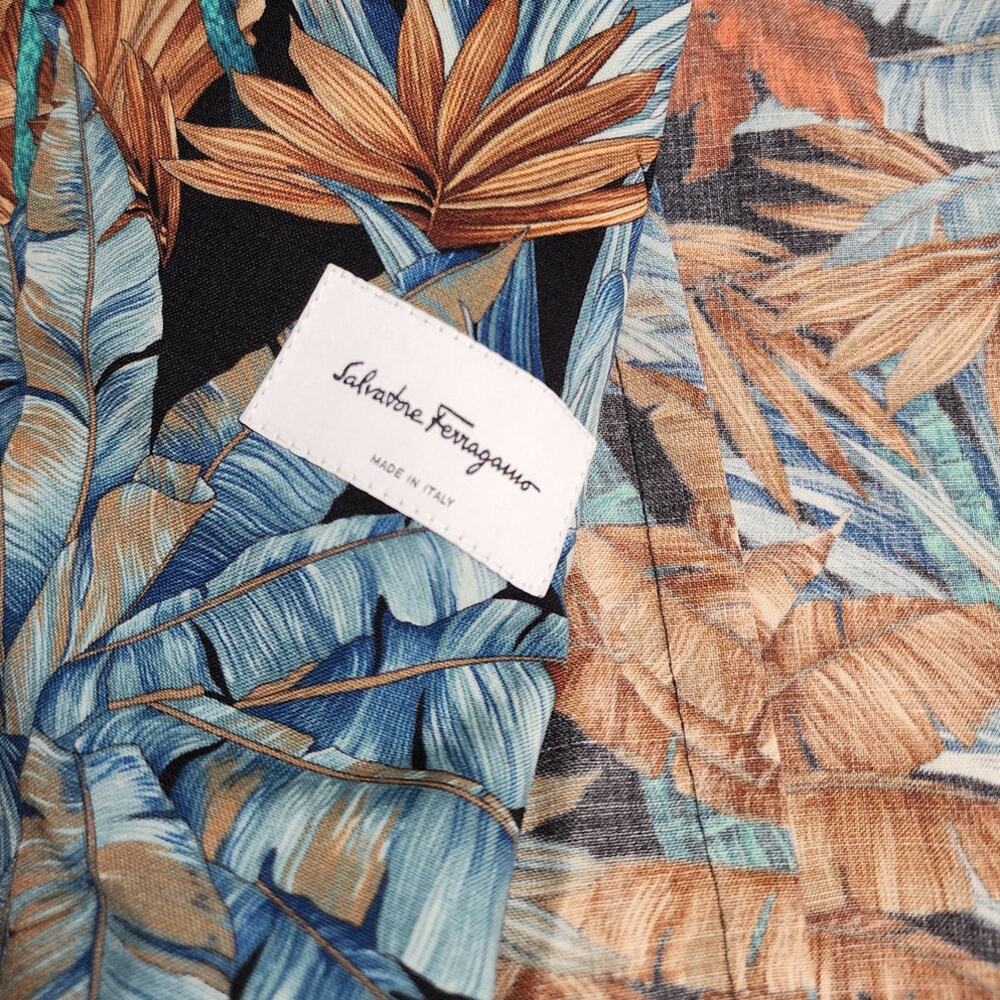 Salvatore Ferragamo Azure Floral Short Sleeve Mohair Blend Blazer Jacket Shirt - Picture 8 of 14